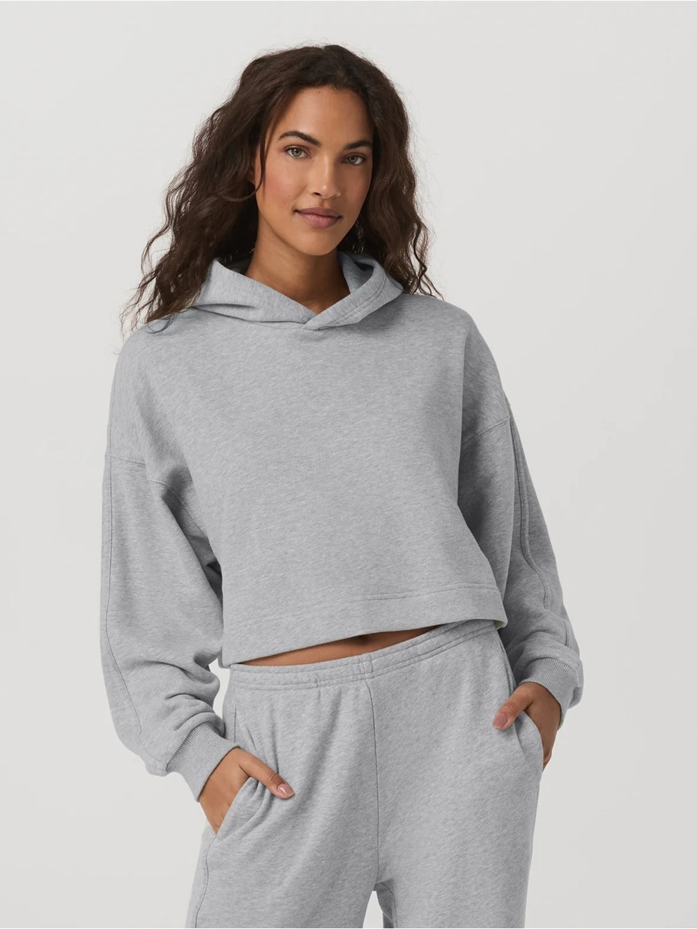 Vuori Light Gray Cropped Hoodie - Women's Pullover